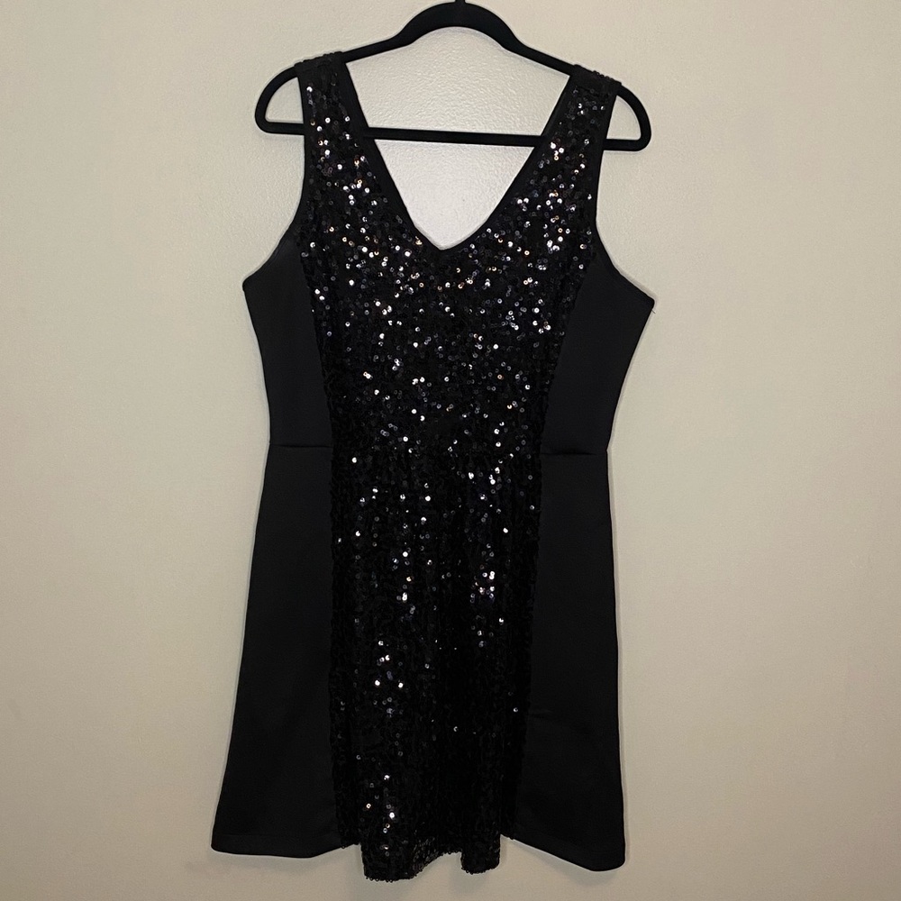 EUC Forever 21+ Black Sequin Fit & Flare Dress in Size XL